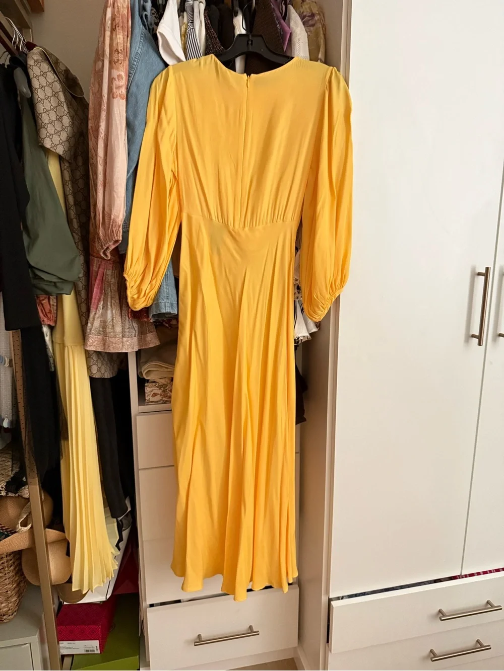 NWT Farm Rio Yellow Cutout Long Sleeve Maxi Dress - Picture 7 of 8